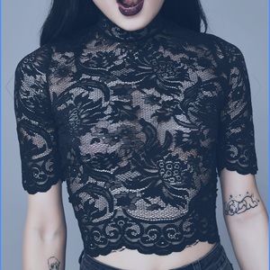 LAST CHANCE ☀️ MIDNIGHT OMINOUS TRANCE LACE TOP Dolls Kill